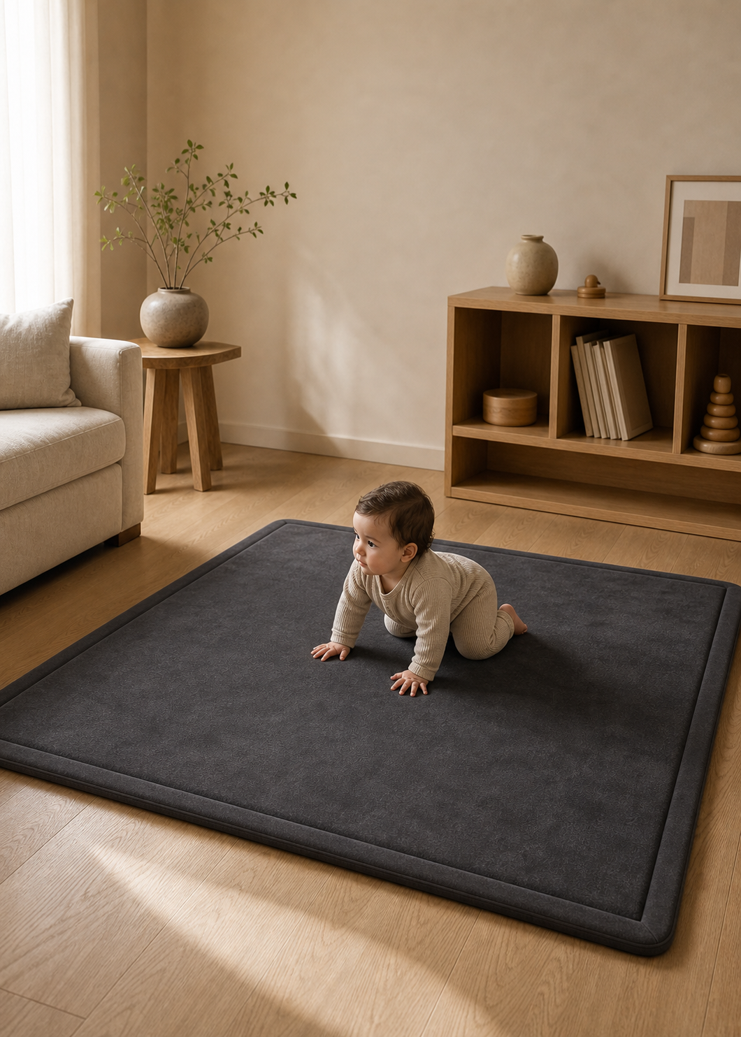 Memory Foam Play Mat in Charcoal 5x7 & 6x9 ft | Poco Koko
