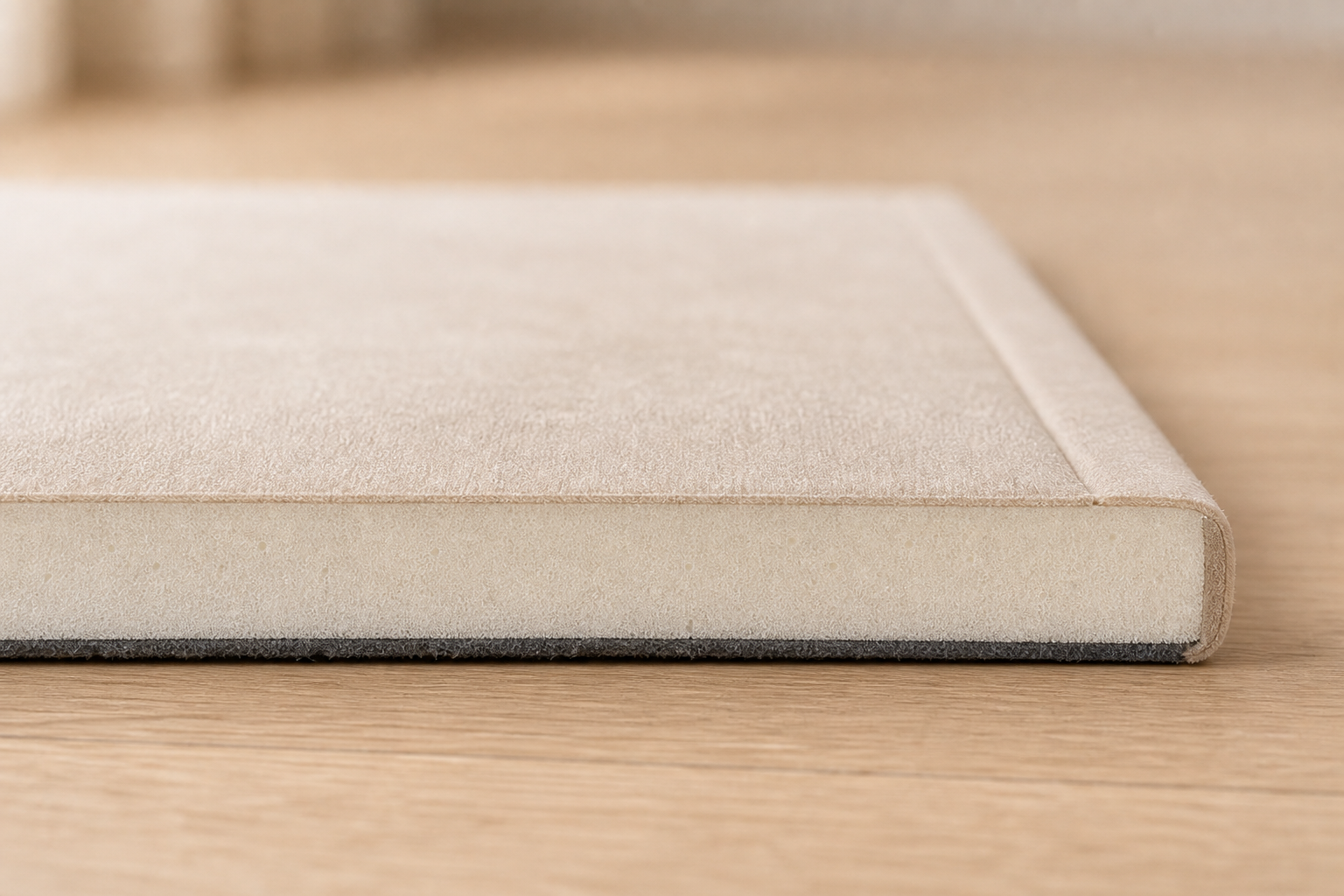 PocoKoko memory foam play rug cross-section showing 1.3 inch foam thickness