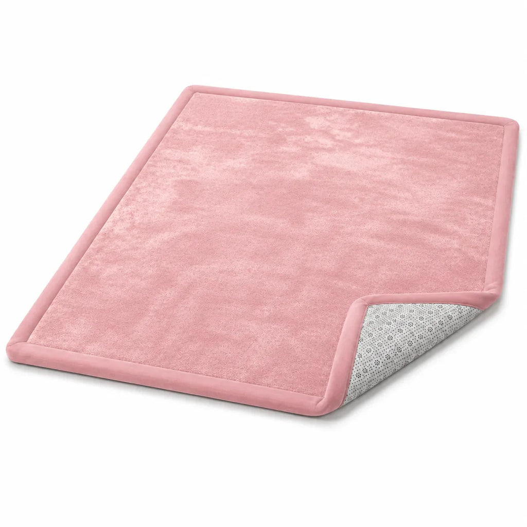 PocoKoko memory foam play mat in blush pink — detail backing