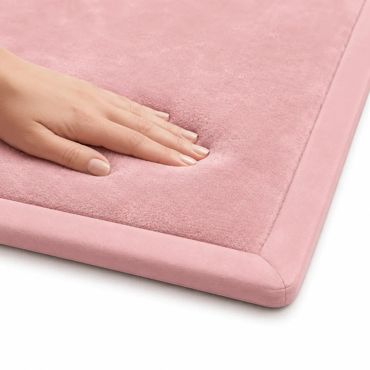 PocoKoko memory foam play mat in blush pink — detail thickness