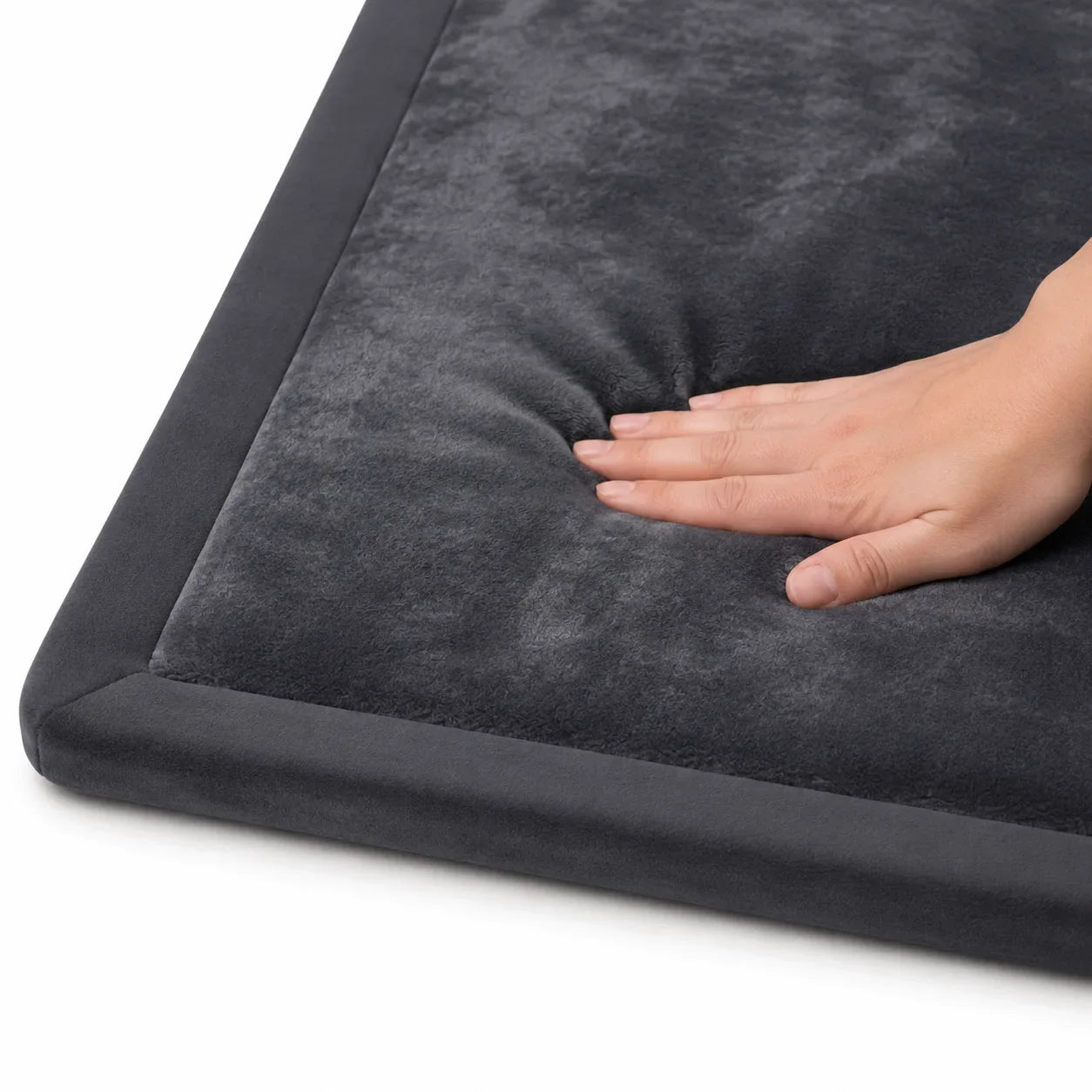 Side profile showing the 1.3-inch memory foam thickness — Charcoal